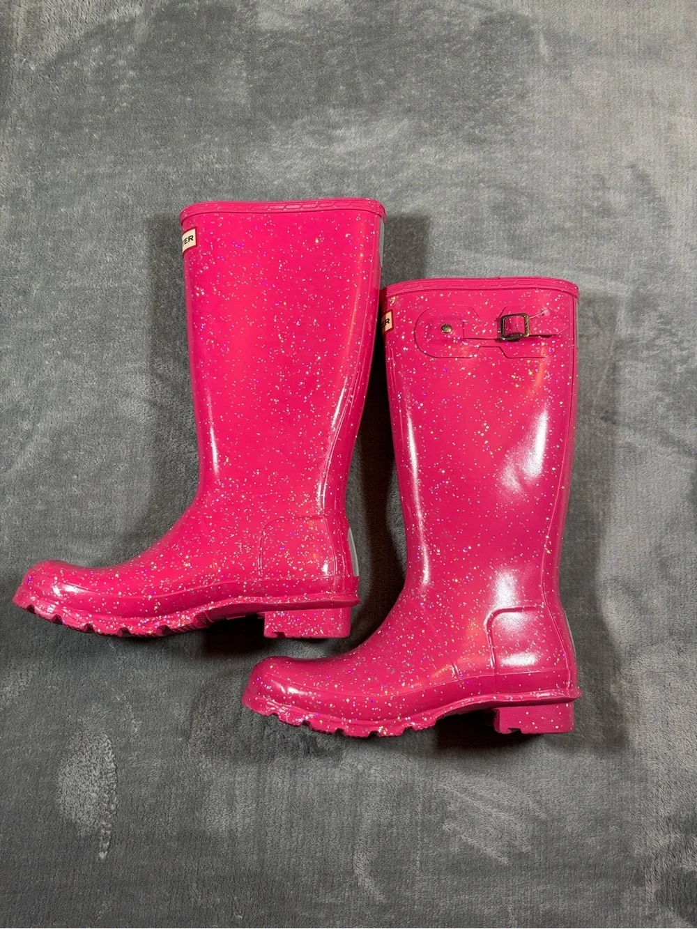 Hunter Girls Hot Pink Glitter Rain Boots
